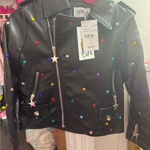 Lola Black Kids Jacket with Colorful Studs